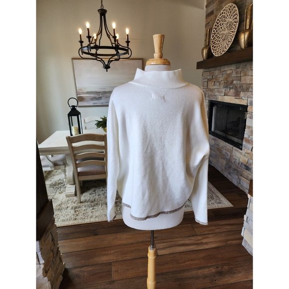 Maaeve by Anthropolgie Mock Neck White Sweater Size Large - Picture 4 of 8